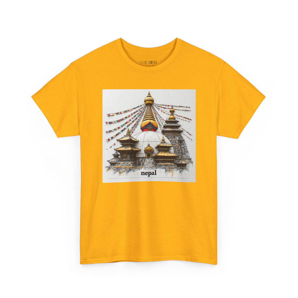 Nepal Swayambhunath Stupa T-Shirt — Buddhist Prayer Flags Travel Tee