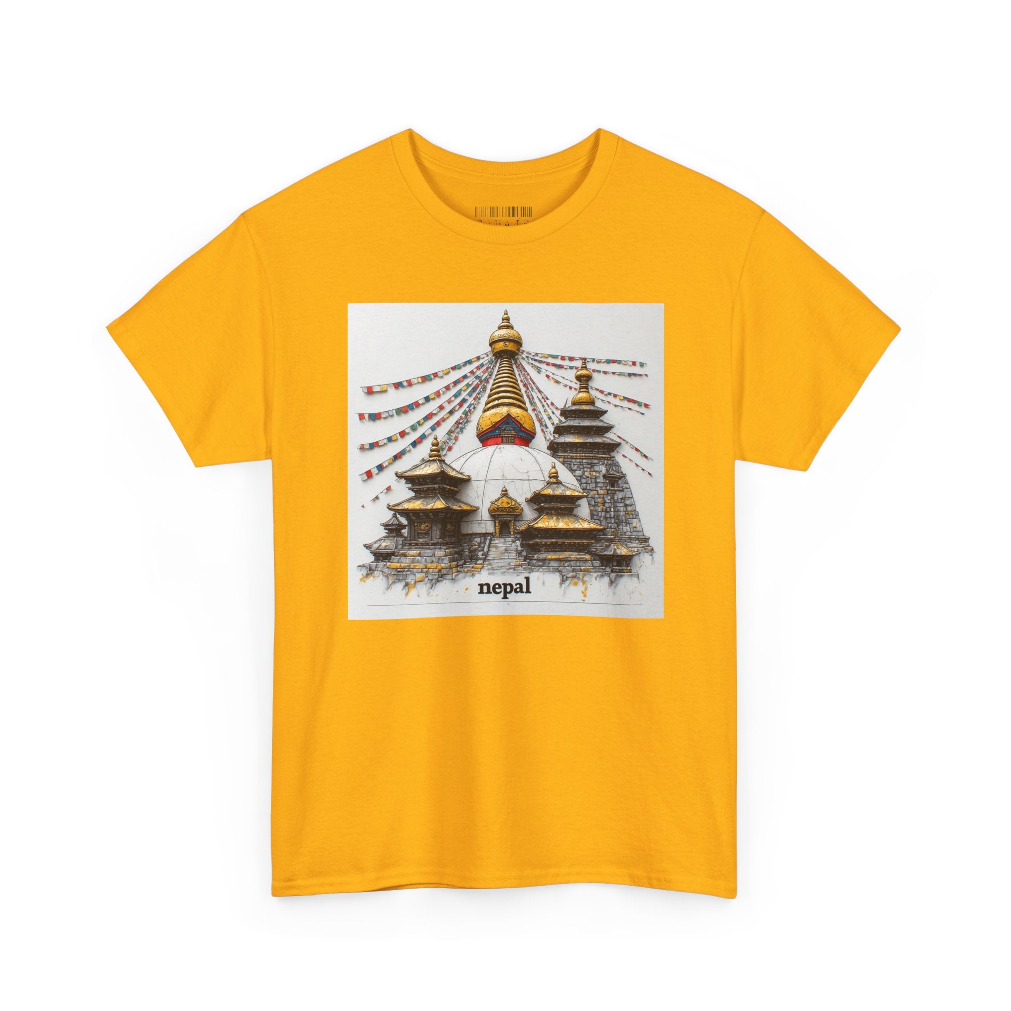 Nepal Swayambhunath Stupa T-Shirt — Buddhist Prayer Flags Travel Tee