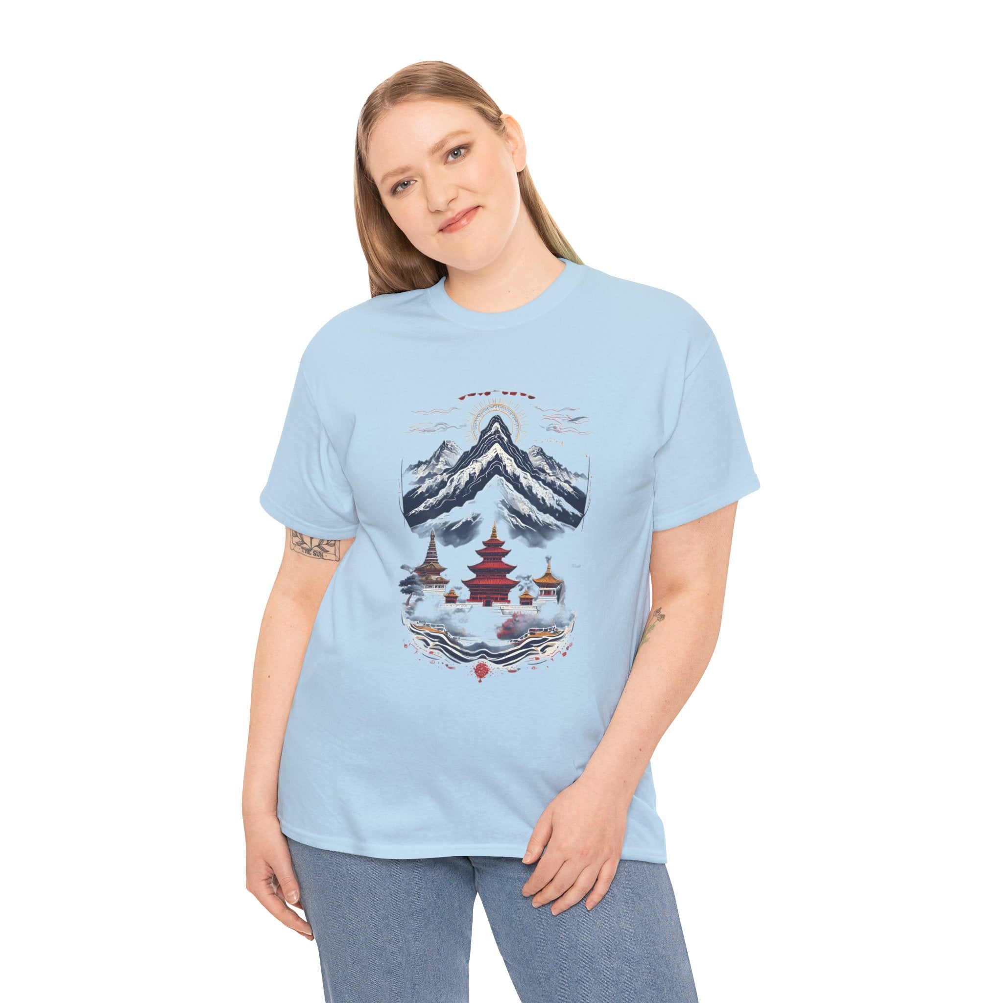 Japanese Mountain Pagoda T-Shirt — Zen Temple Landscape Tee