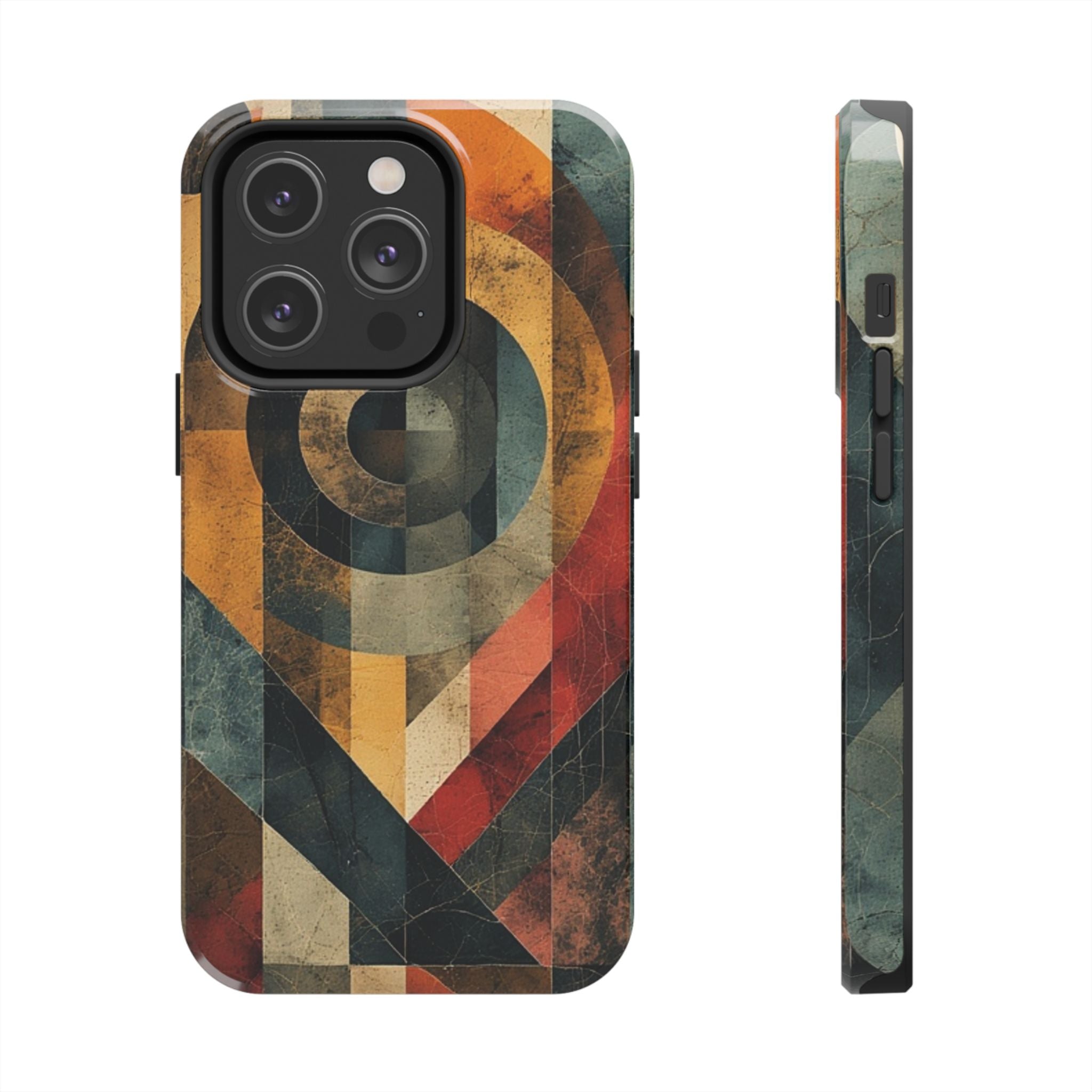Retro Geometric Tough Phone Case — Vintage Target Circle Design