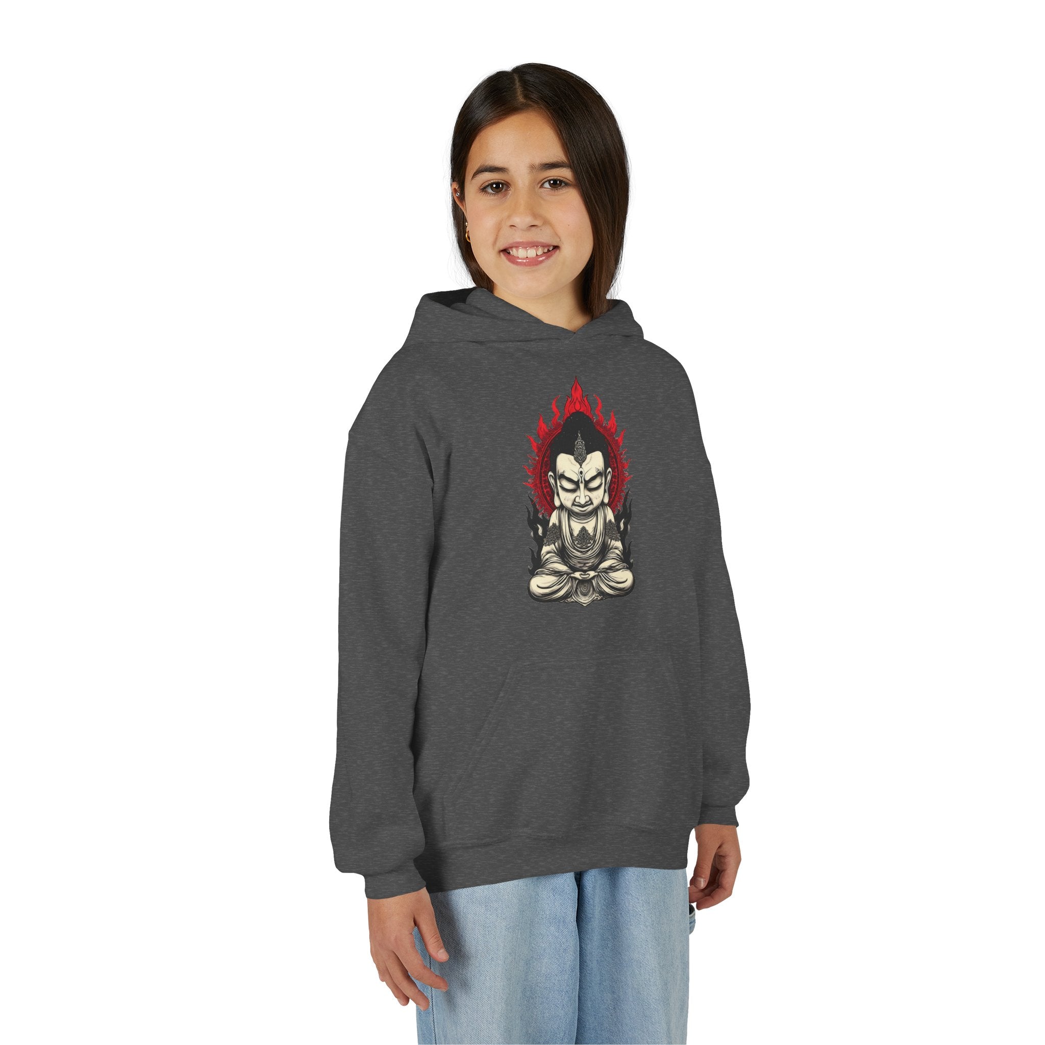 Youth Hoodie — Flaming Meditating Demon Graphic