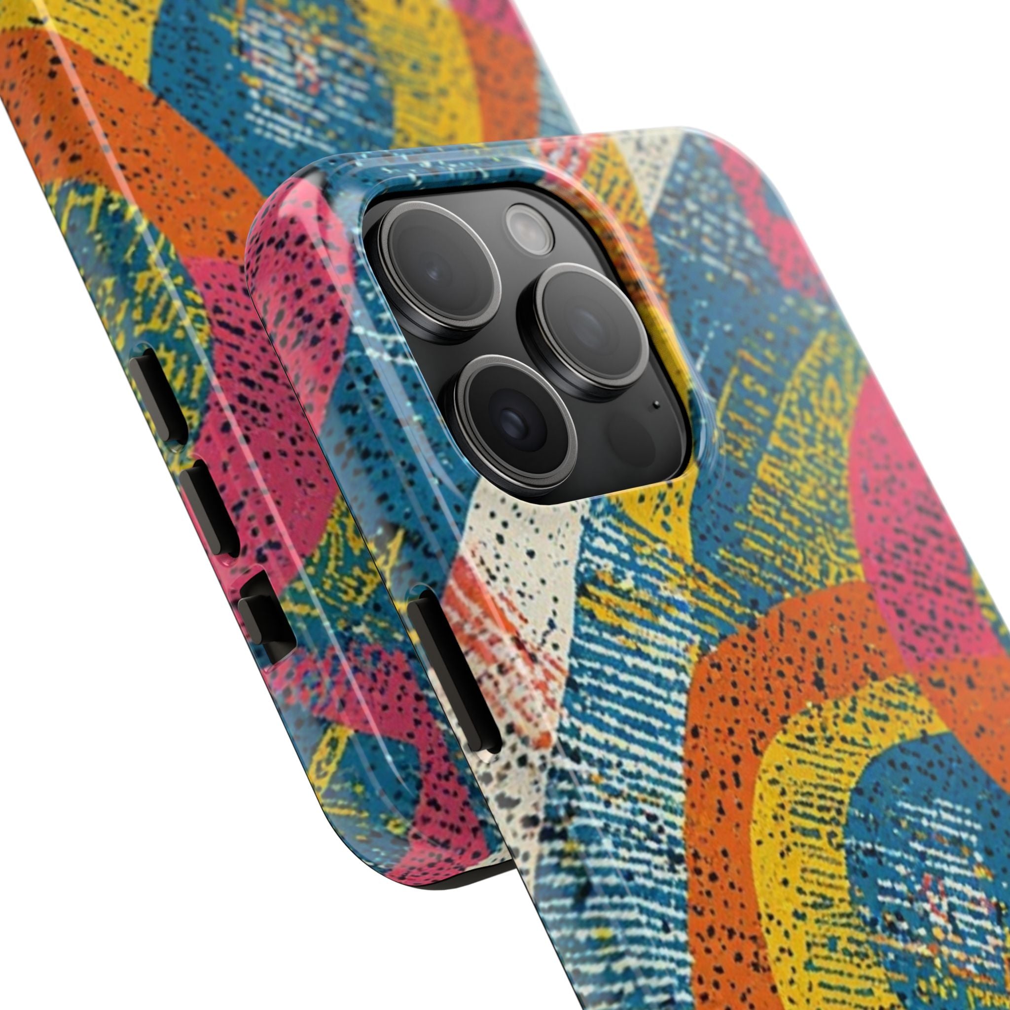 Bold Retro Abstract Tough Phone Case — Colorful Geometric Protective Cover