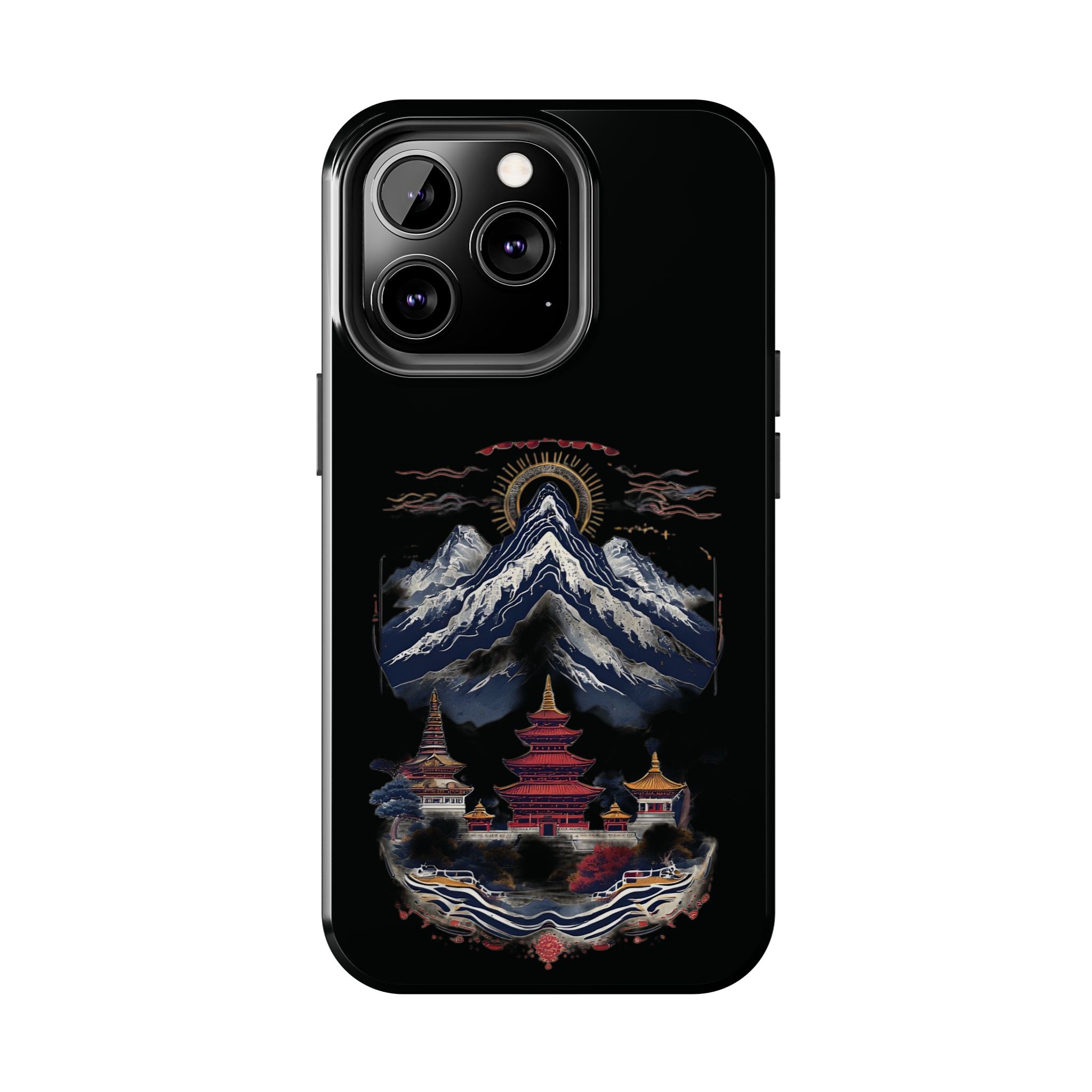 Mountain Temple Tough Phone Case — Japanese-Inspired Landscape Phone Cover