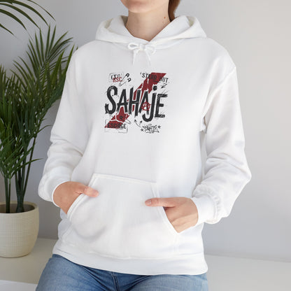 Sahaje Graphic Hoodie – Distressed Vintage Script Pullover
