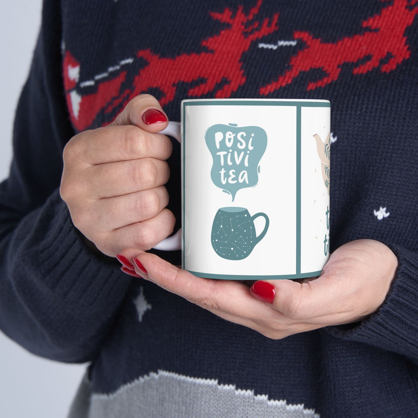Ceramic Tea Time Mug, Cozy Coffee Cup, Perfect Gift for Tea Lovers, Unique Kitchen Decor, Cute Beverage Container
