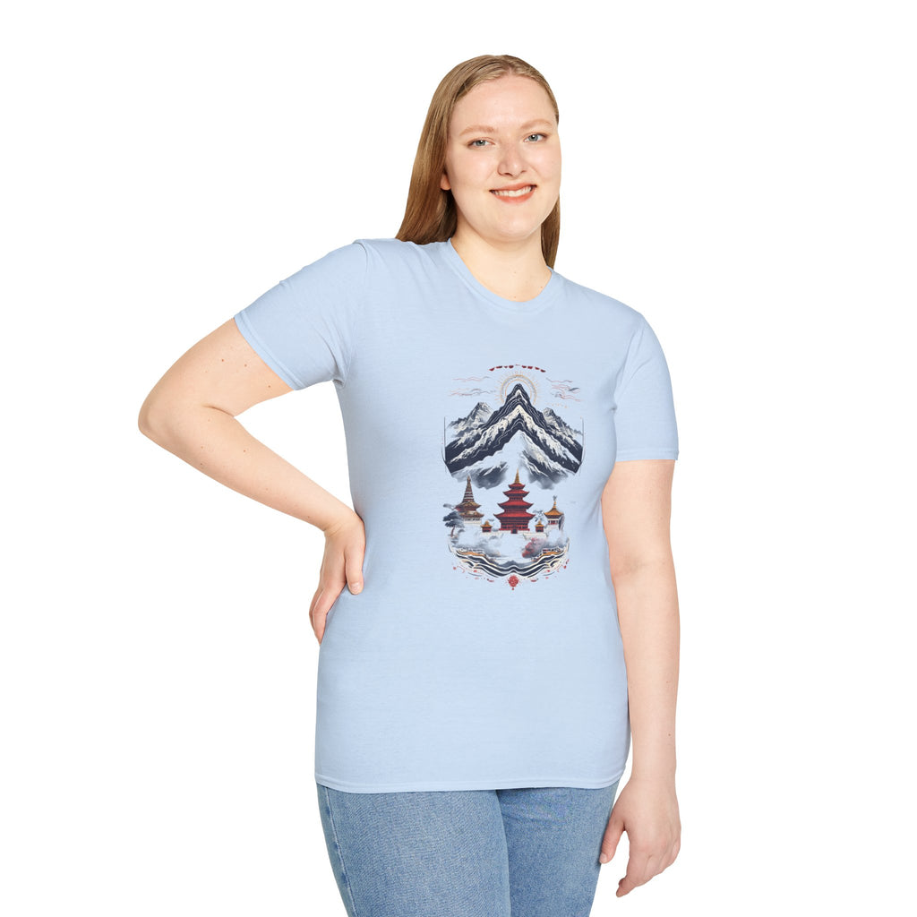 Asian Landscape T-Shirt — Mountain Pagoda Scenic Tee