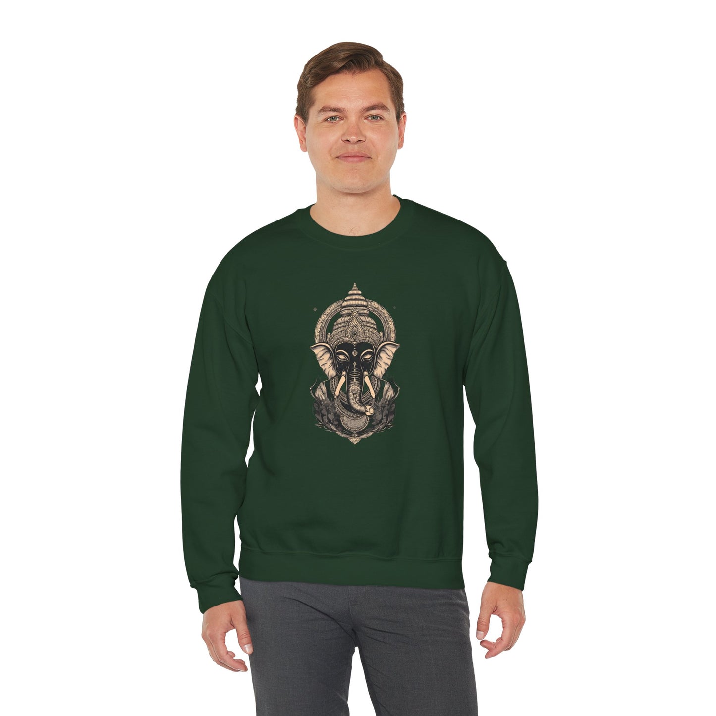 Elephant Mandala Crewneck Sweatshirt — Spiritual Indian-Inspired Graphic