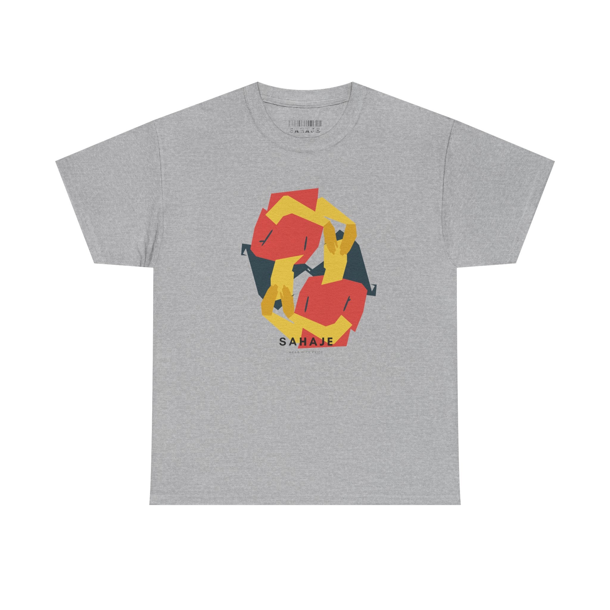 Foxes in Hexagon Graphic Tee — Minimal Geometric Animal Shirt