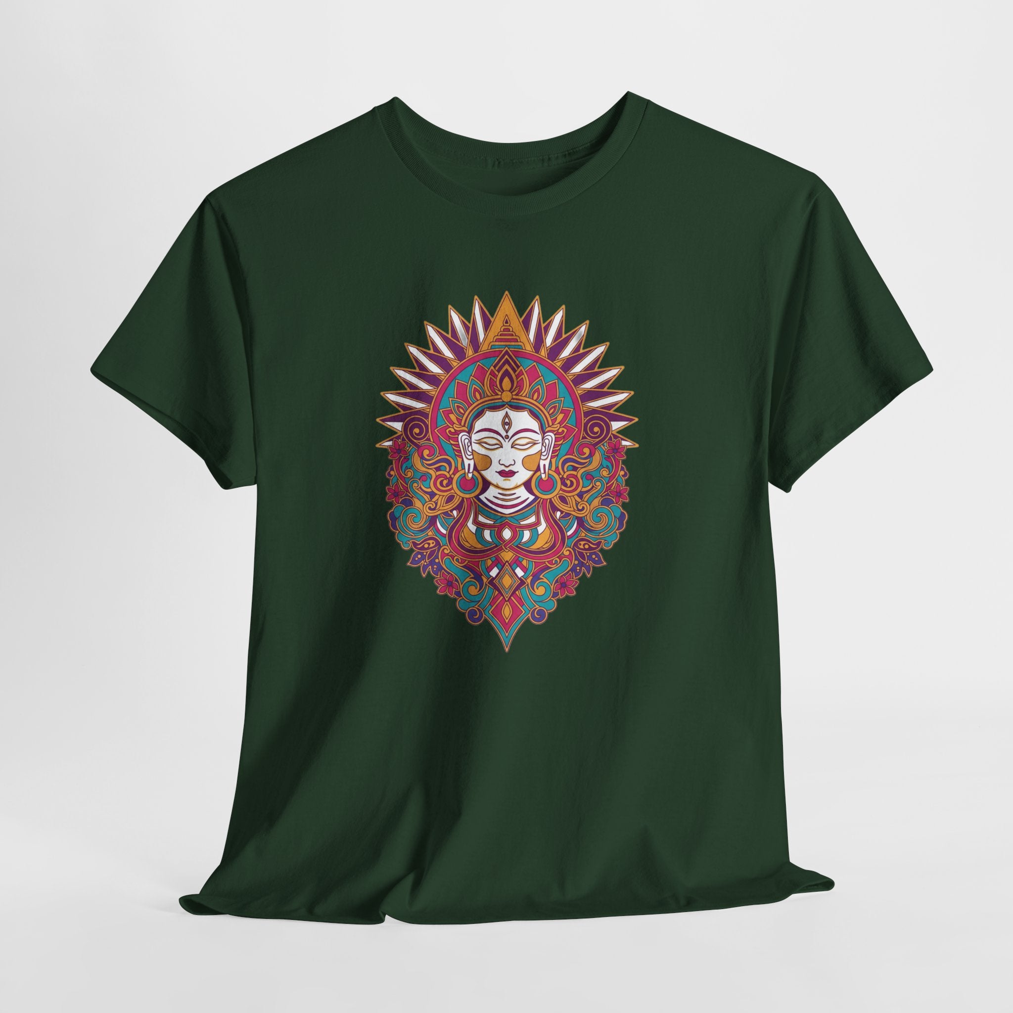 Spiritual Goddess Sun Mandala Tee — Colorful Boho Yoga T‑Shirt