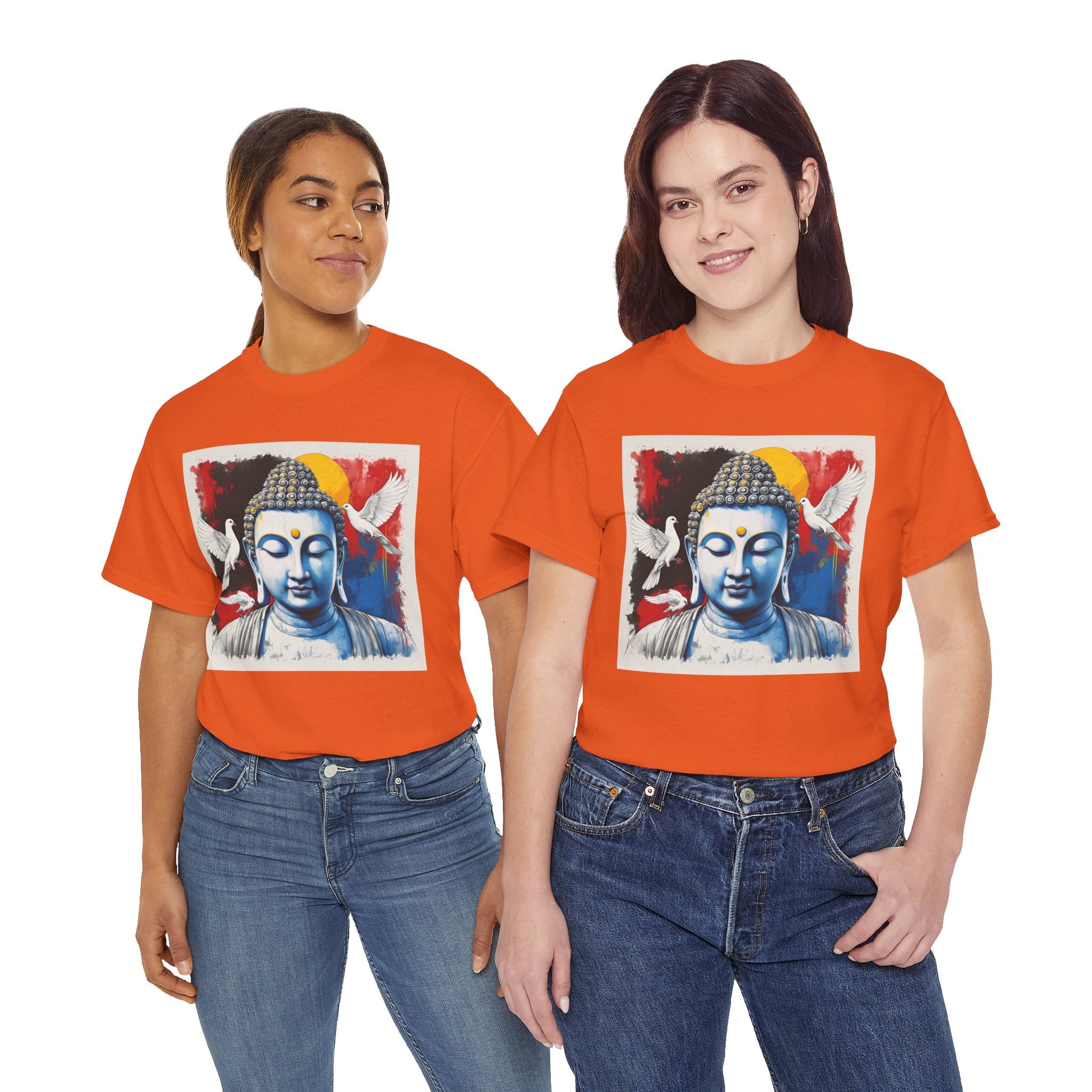 Buddha Peace Tee — Colorful Buddha & Doves Graphic T-Shirt