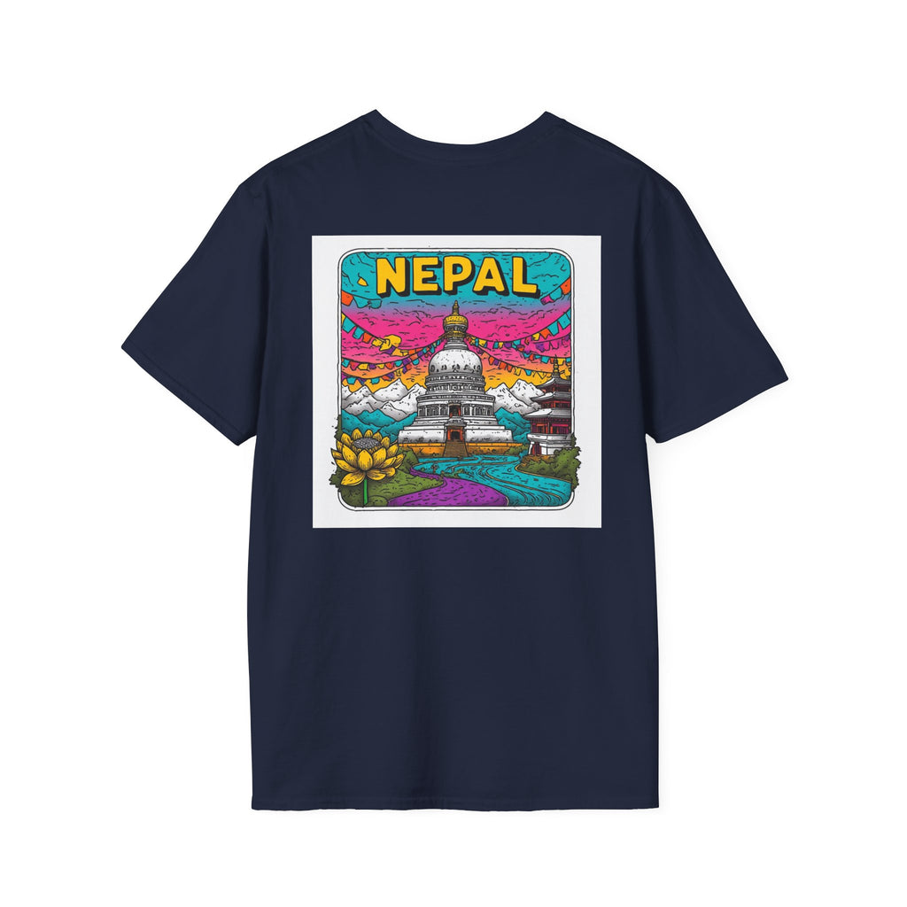 Nepal Graphic T-Shirt — Colorful Stupa Travel Tee