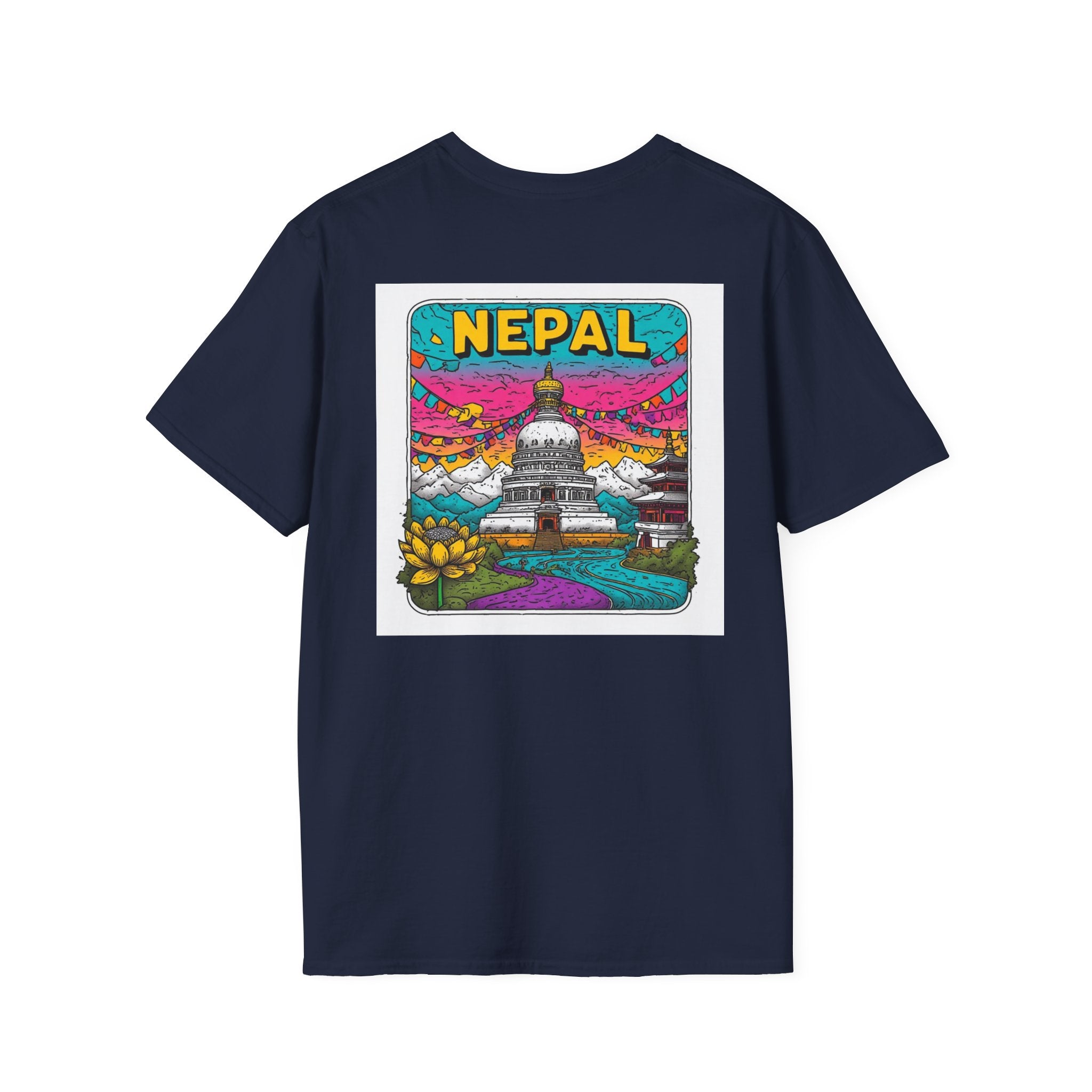 Nepal Graphic T-Shirt — Colorful Stupa Travel Tee