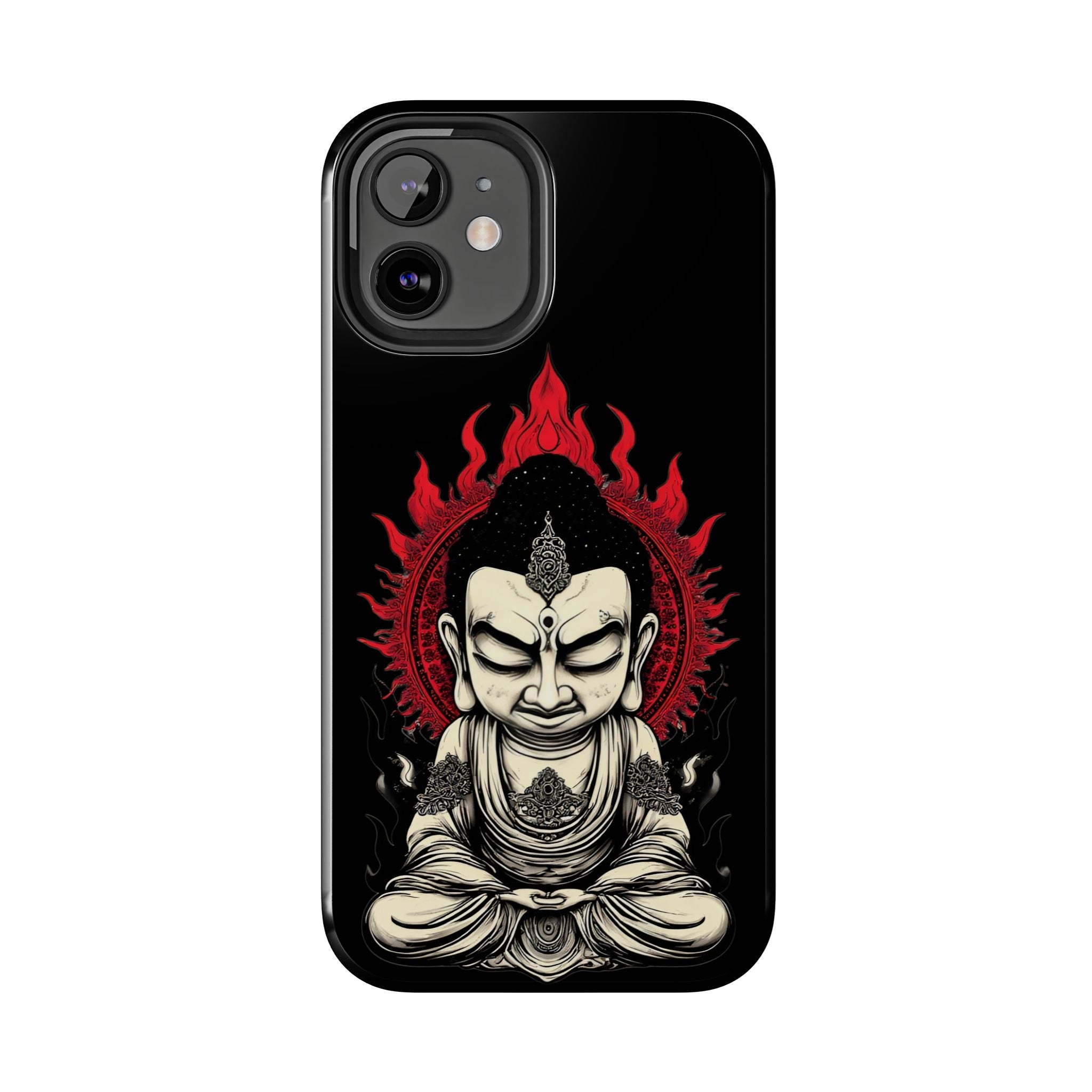 Meditative Buddha Tough Phone Case — Red Flame Zen Protection