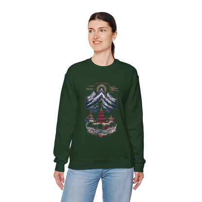 Japanese Mountain Pagoda Crewneck Sweatshirt
