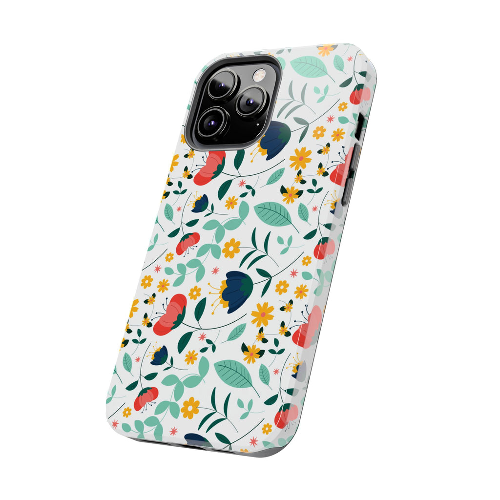 Floral Pattern Tough Phone Case — Colorful Spring Flowers Phone Cover