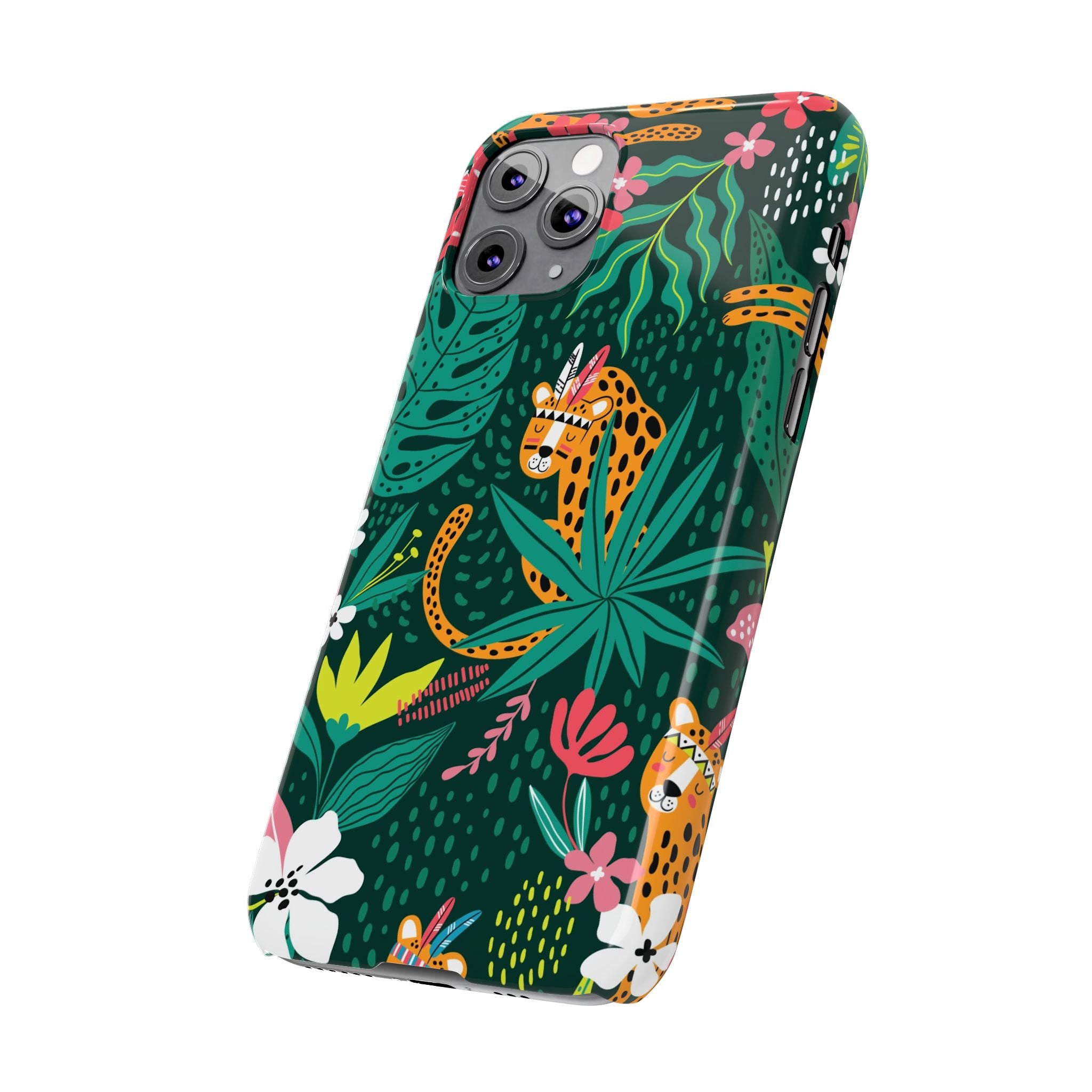 Slim Phone Case — Tropical Jungle Leopard Floral Pattern (Slim Protective Phone Cover)