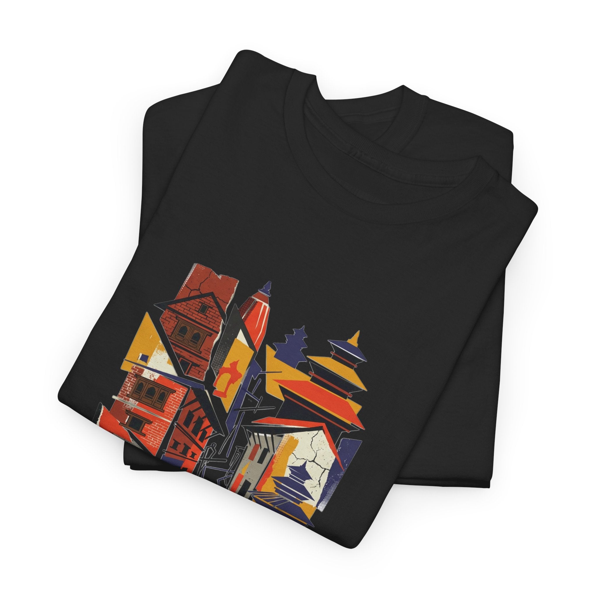 Cityscape Abstract Tee — Colorful Urban Architecture Graphic T‑Shirt