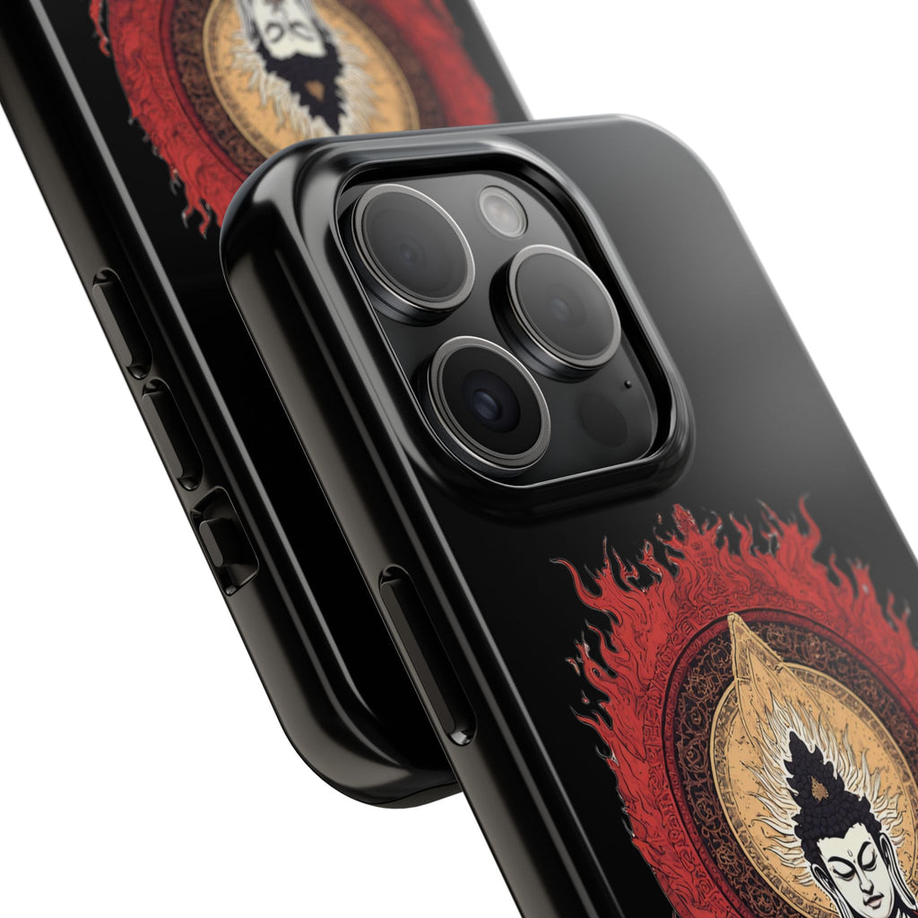 Buddha Meditation Tough Phone Case — Flame Halo Lotus Spiritual Protective Cover