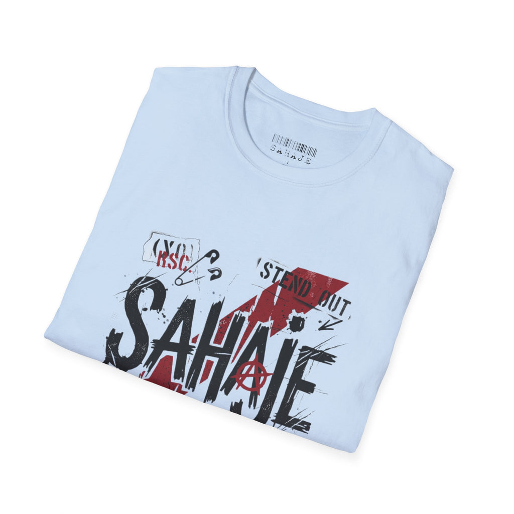 Sahajé Graphic T-Shirt — Bold Streetwear Tee with Red Slash Design