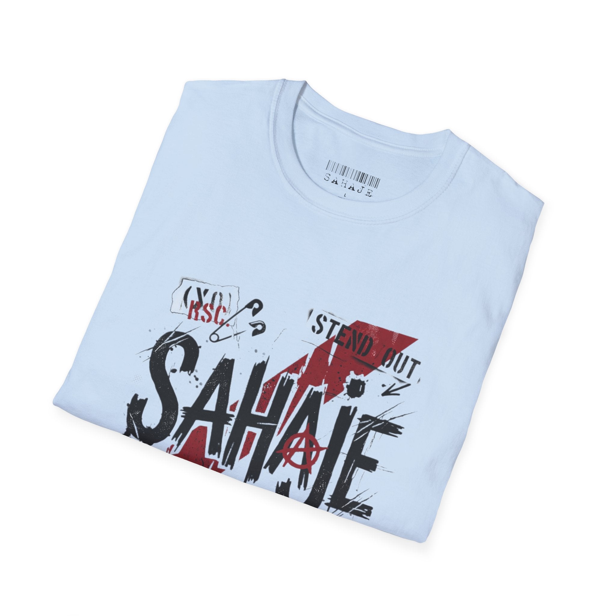 Sahajé Graphic T-Shirt — Bold Streetwear Tee with Red Slash Design