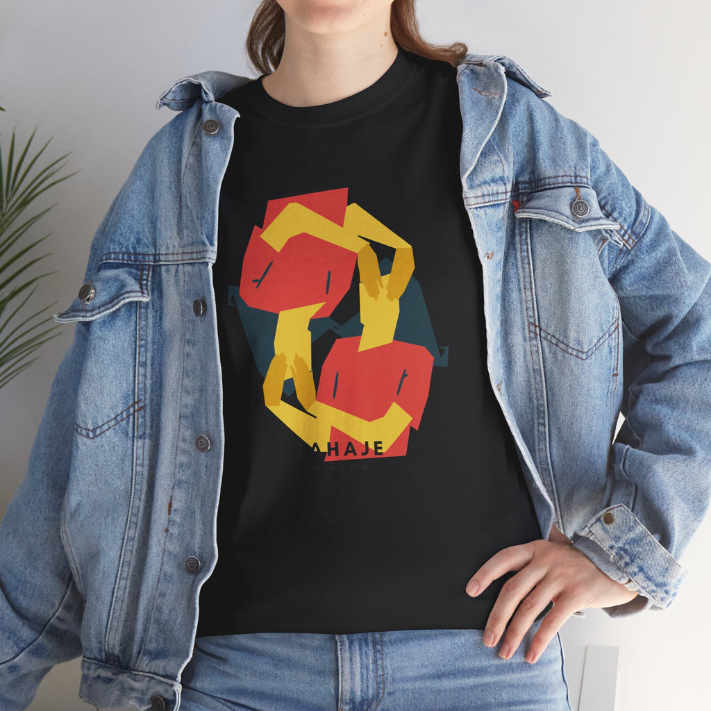 Foxes in Hexagon Graphic Tee — Minimal Geometric Animal Shirt