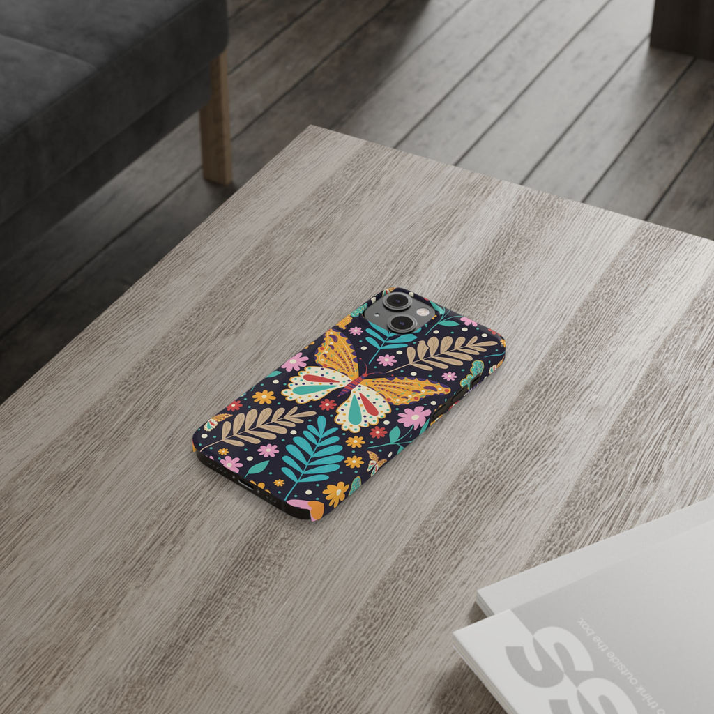 Butterfly Floral Slim Phone Case — Colorful Boho Garden Design