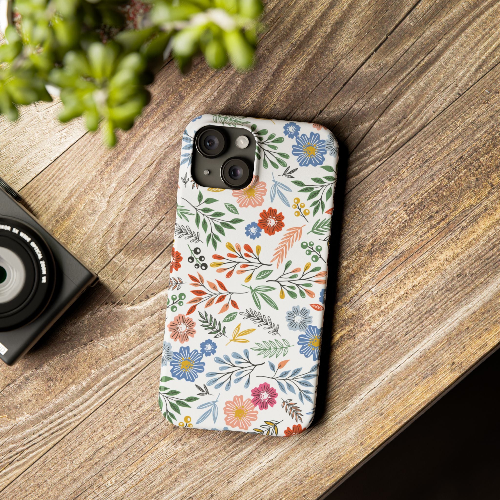 Slim Floral Phone Case — Colorful Hand-Drawn Wildflower Design