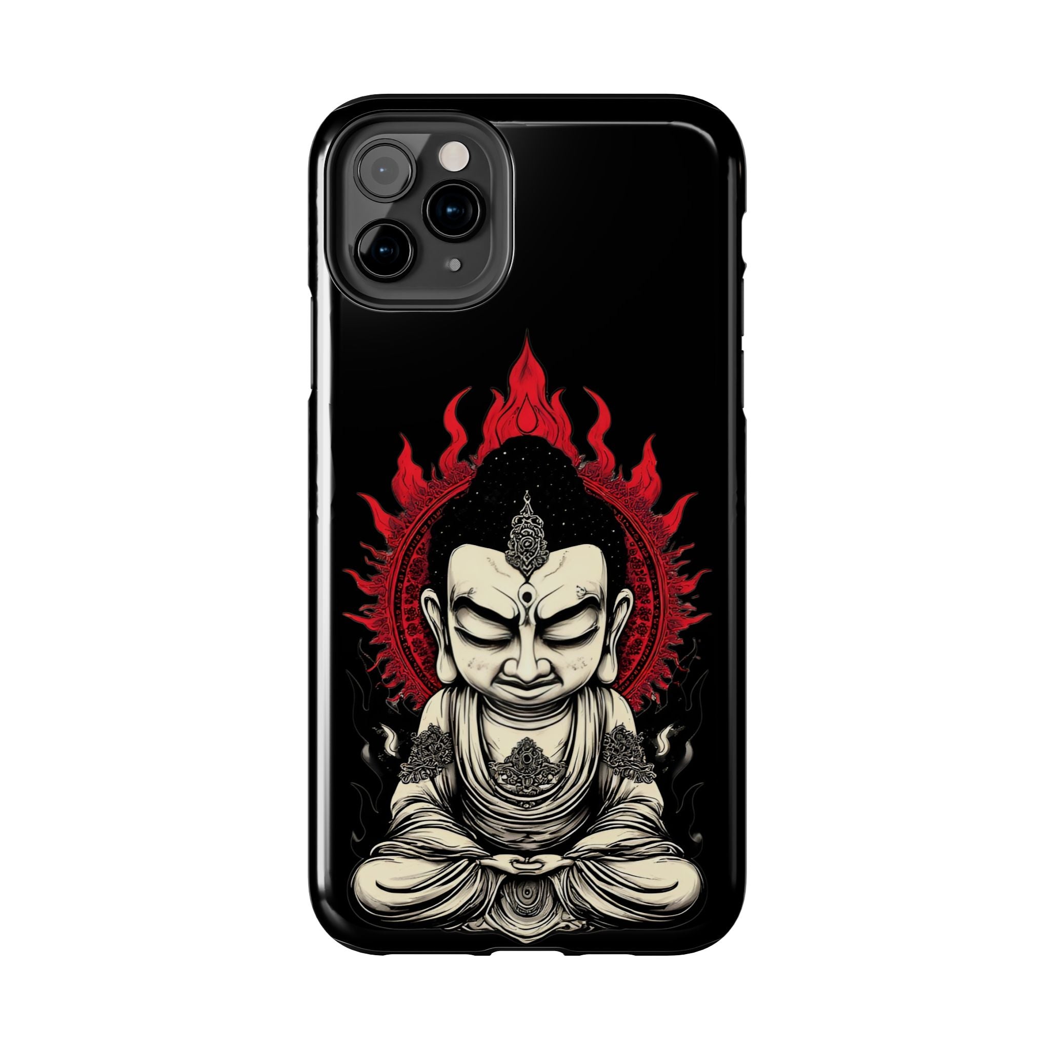 Meditative Buddha Tough Phone Case — Red Flame Zen Protection