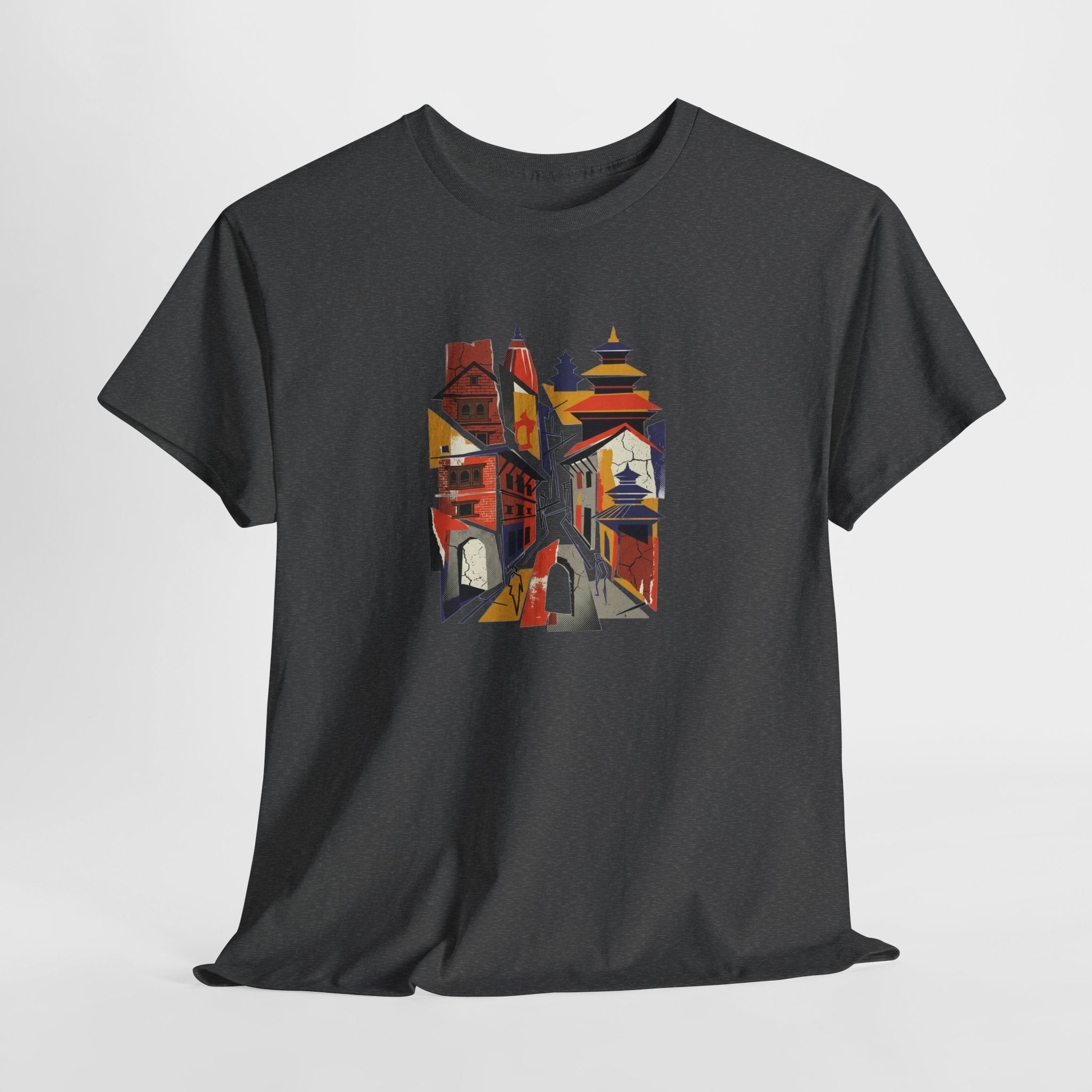 Cityscape Abstract Tee — Colorful Urban Architecture Graphic T‑Shirt