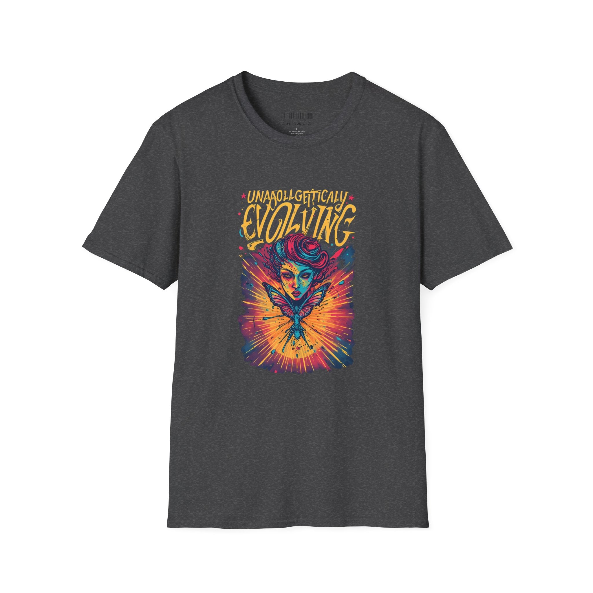 Unapologetically Evolving T-Shirt — Vibrant Butterfly Woman Graphic Tee