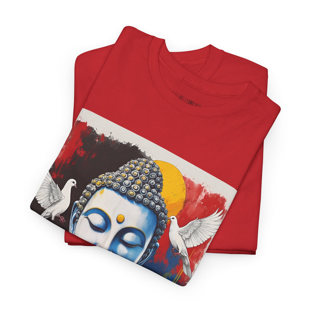 Buddha Peace Tee — Colorful Buddha & Doves Graphic T-Shirt