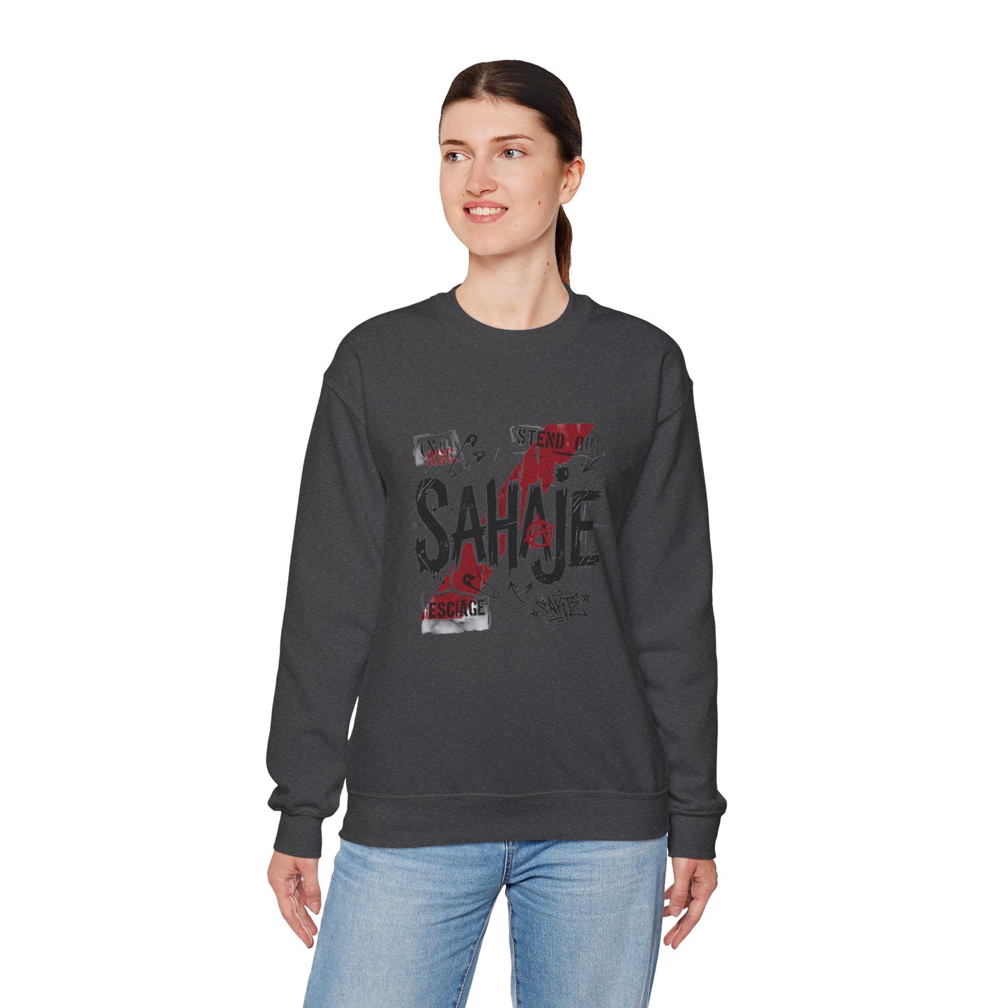Sahaje Graphic Crewneck Sweatshirt – Streetwear Logo Pullover