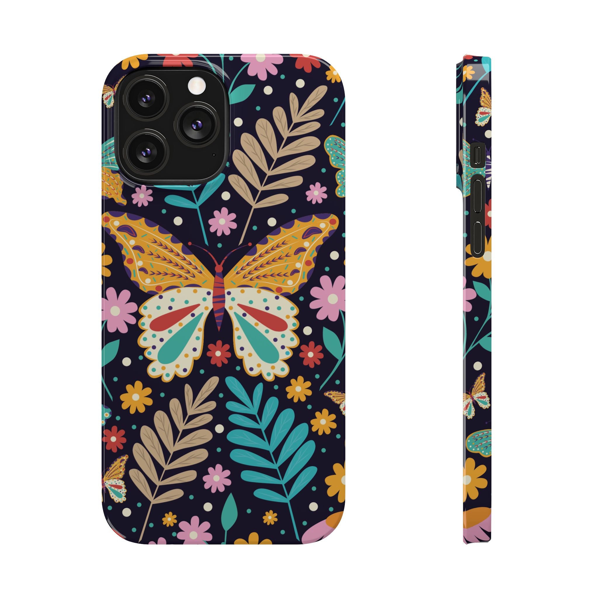 Butterfly Floral Slim Phone Case — Colorful Boho Garden Design
