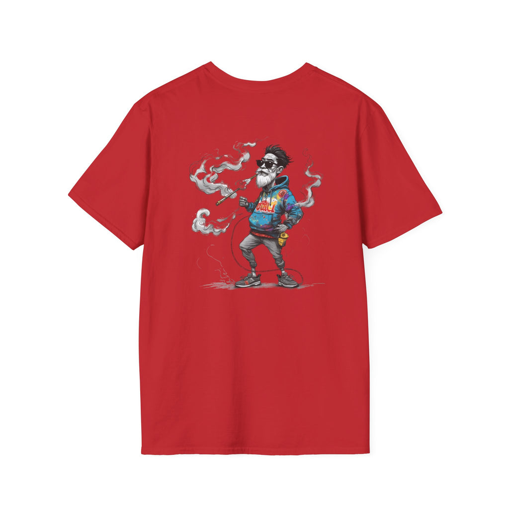 Cartoon T-Shirt – Funny Old Man Smoking Street Graphic Tee, Anti-Smoking Awareness Shirt