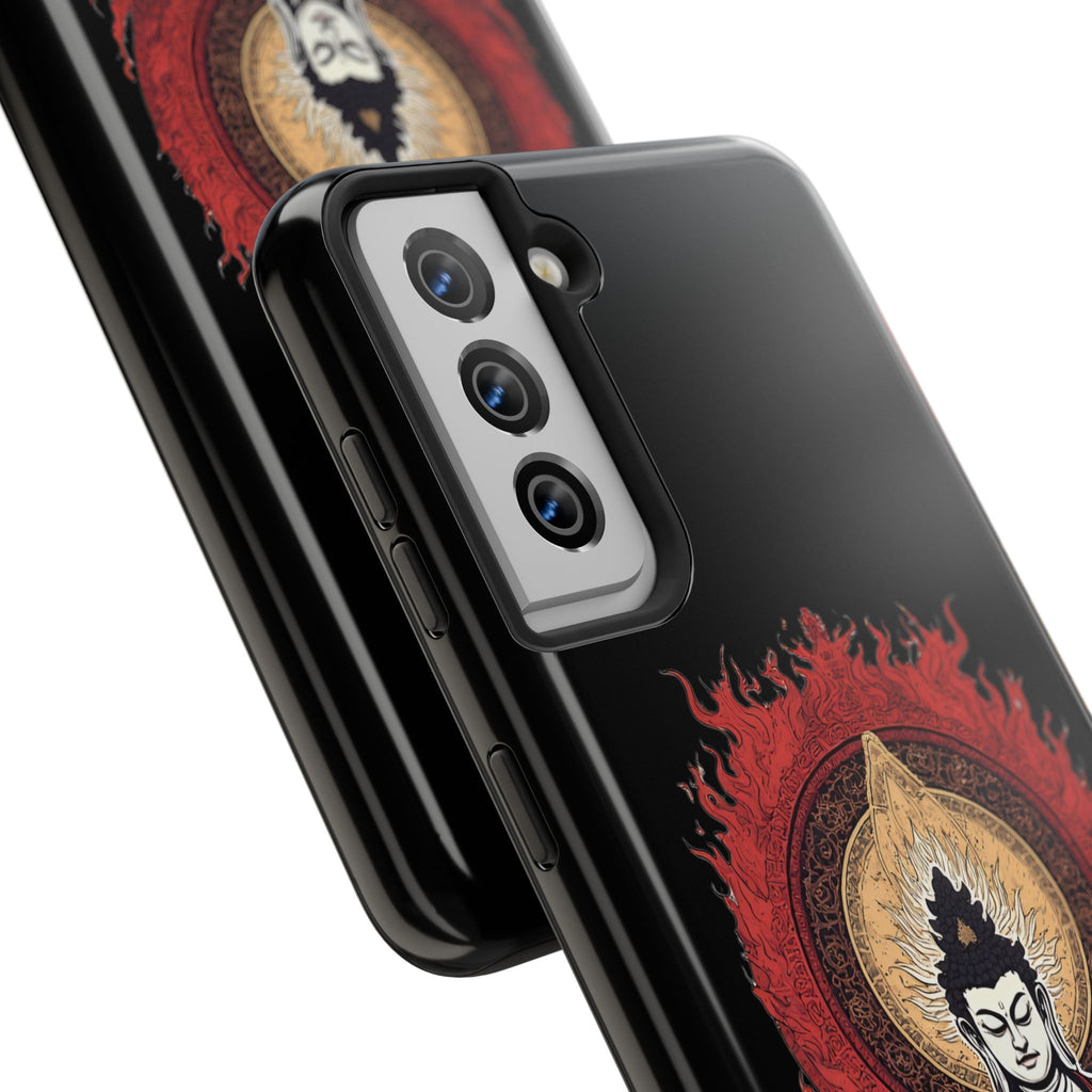 Buddha Meditation Tough Phone Case — Flame Halo Lotus Spiritual Protective Cover