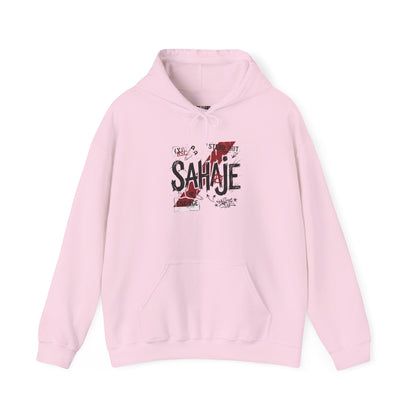 Sahaje Graphic Hoodie – Distressed Vintage Script Pullover