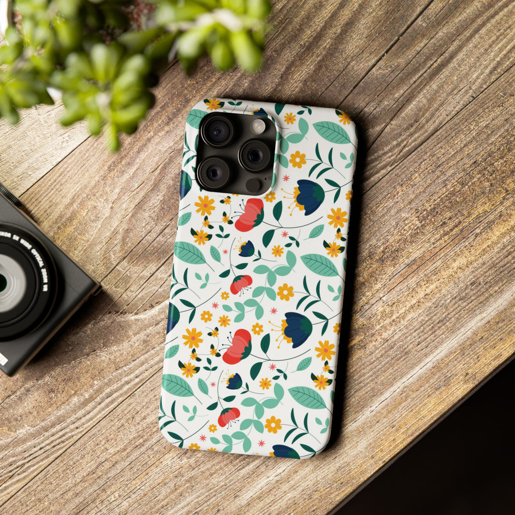 Floral Slim Phone Case — Colorful Folk Flower Pattern