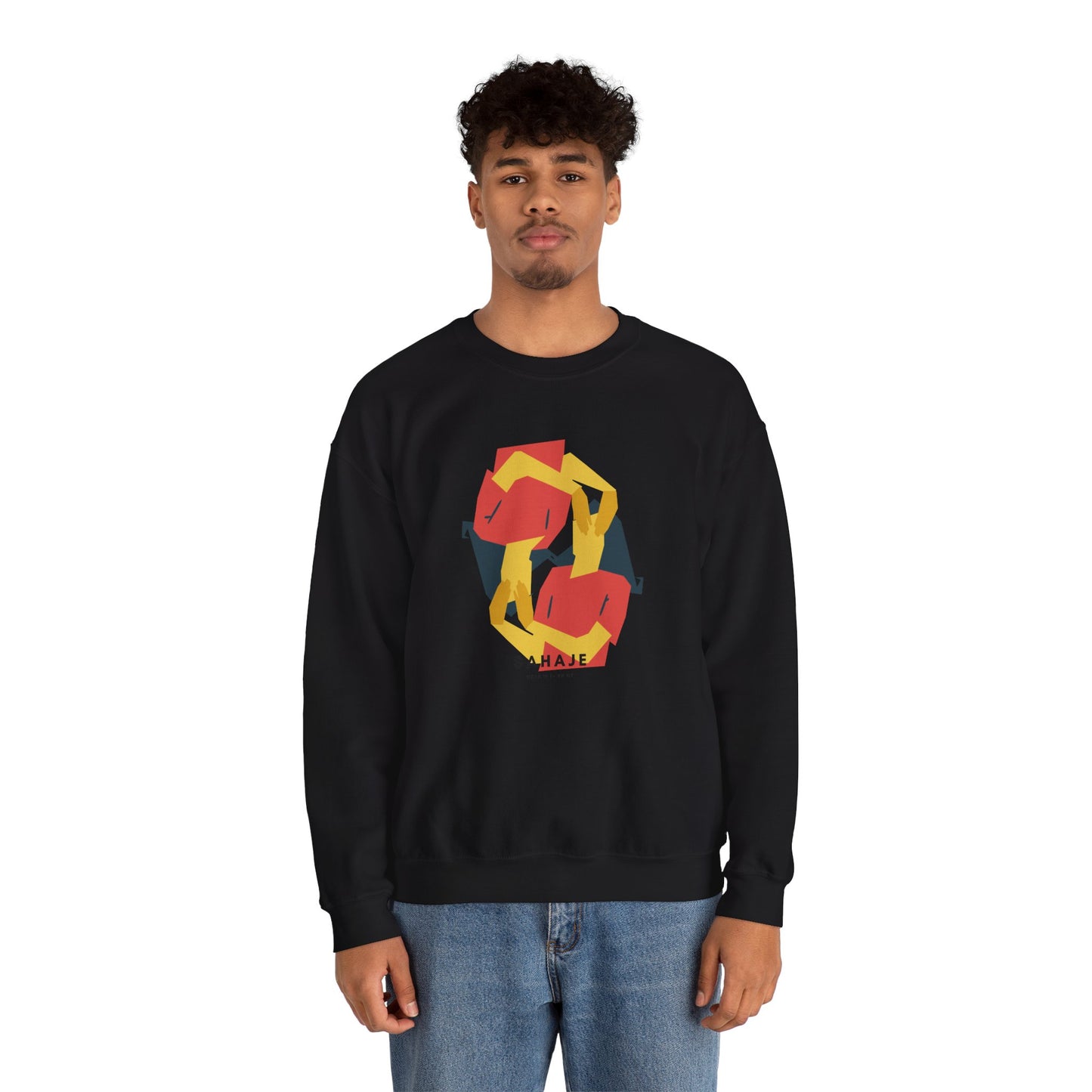 Abstract Flamingo Geometric Crewneck Sweatshirt
