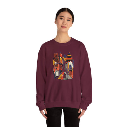 Crewneck Sweatshirt — Abstract Cityscape Graphic (Colorful Architectural Illustration)