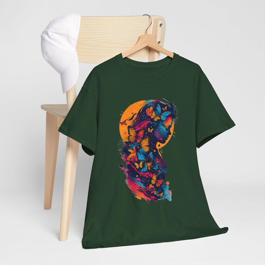Butterfly Silhouette Graphic Tee — Colorful Maternity Profile Design