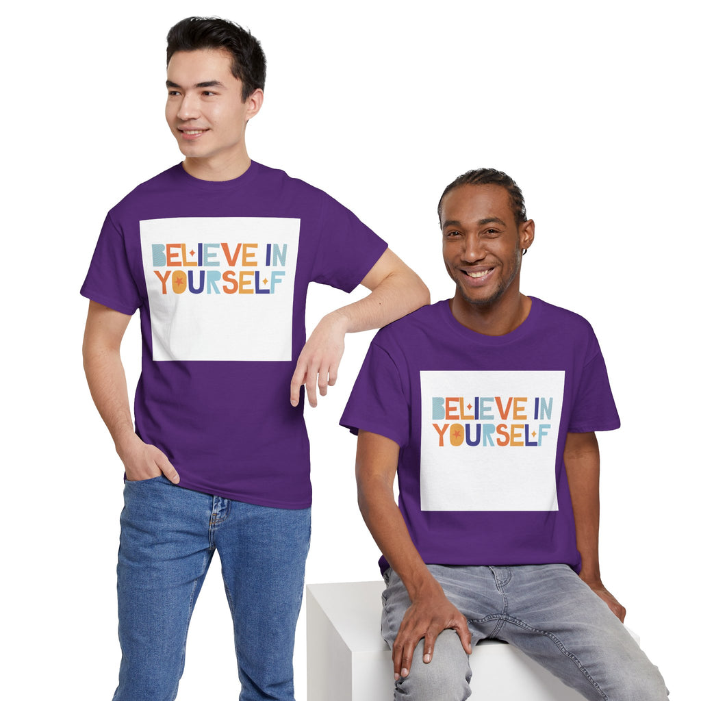 T-Shirt — "Believe in Yourself" Colorful Retro Motivational Tee