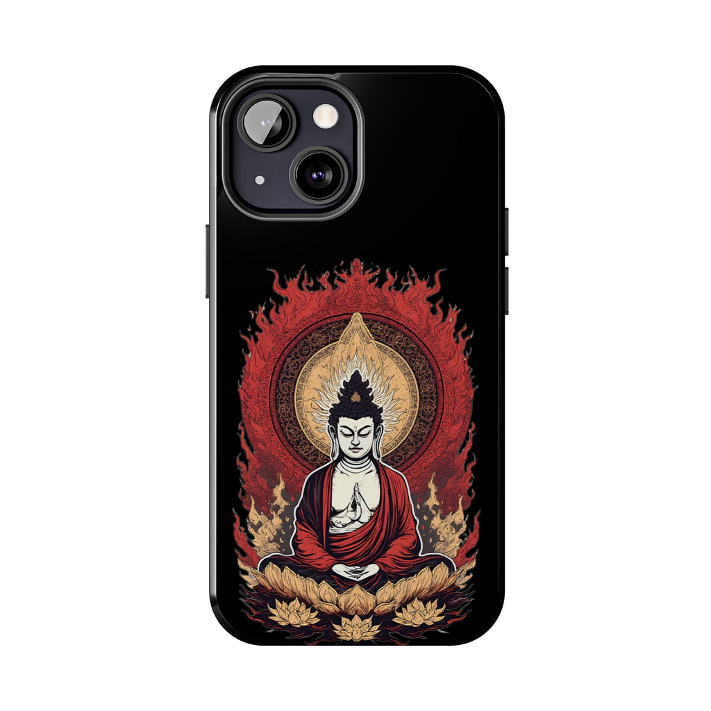 Buddha Meditation Tough Phone Case — Flame Halo Lotus Spiritual Protective Cover