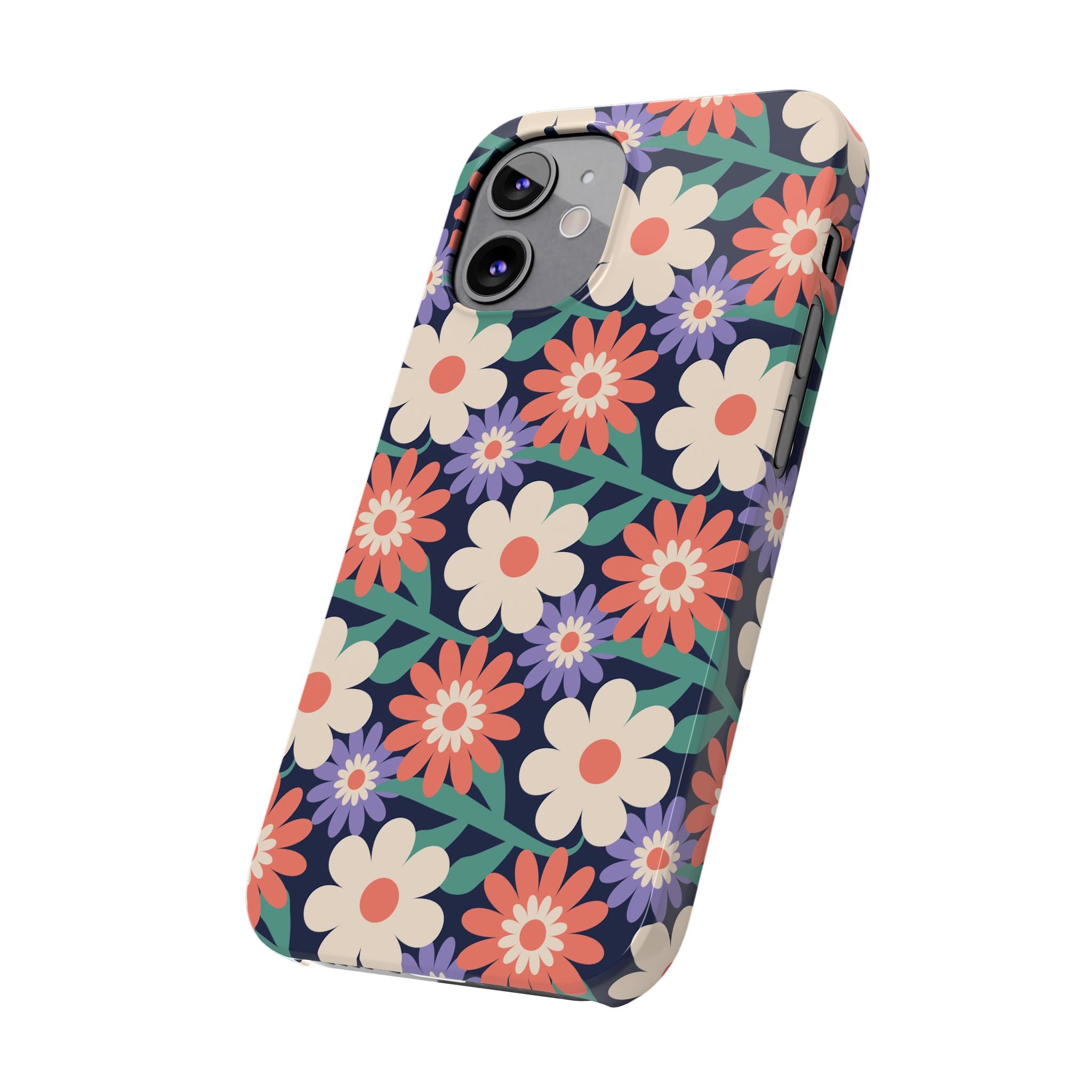 Floral Retro Slim Phone Case – Navy Ditsy Flowers
