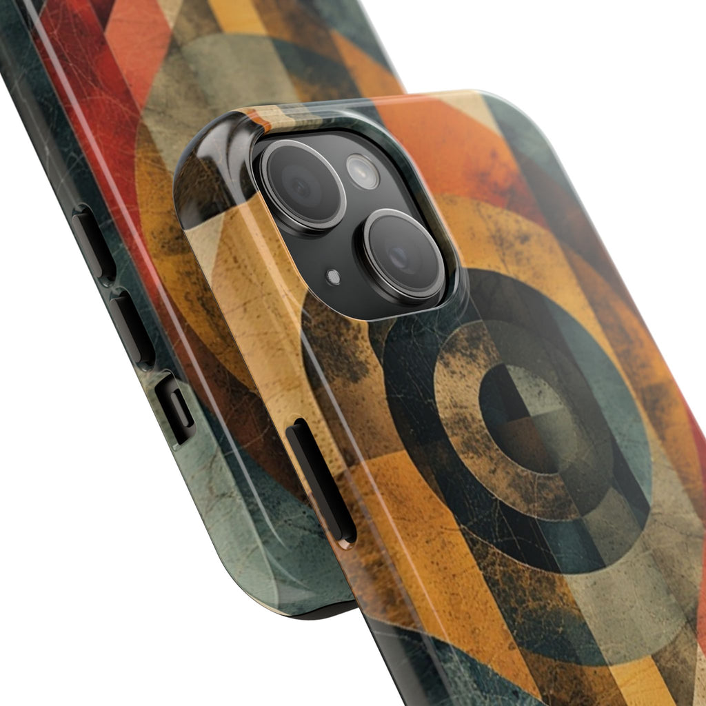 Retro Geometric Tough Phone Case — Vintage Target Circle Design