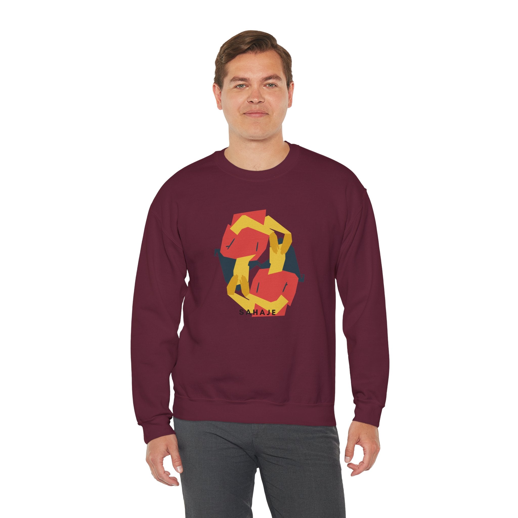 Abstract Flamingo Geometric Crewneck Sweatshirt