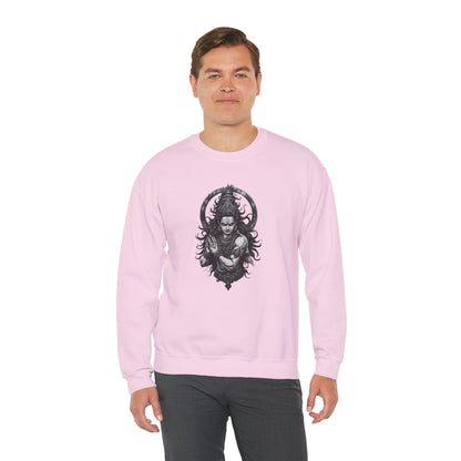 Shiva Meditation Crewneck Sweatshirt — Detailed Shiva Portrait Spiritual Yoga Pullover