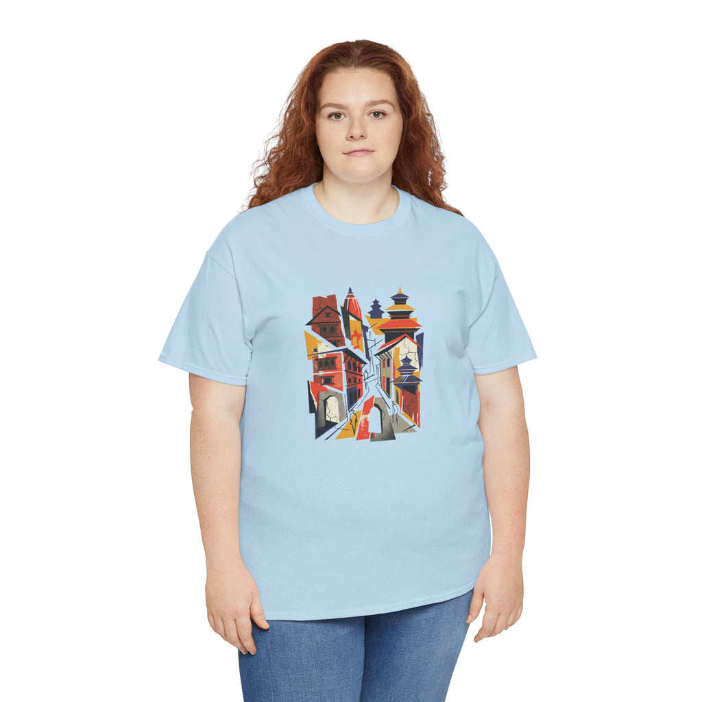 Cityscape Abstract Tee — Colorful Urban Architecture Graphic T‑Shirt