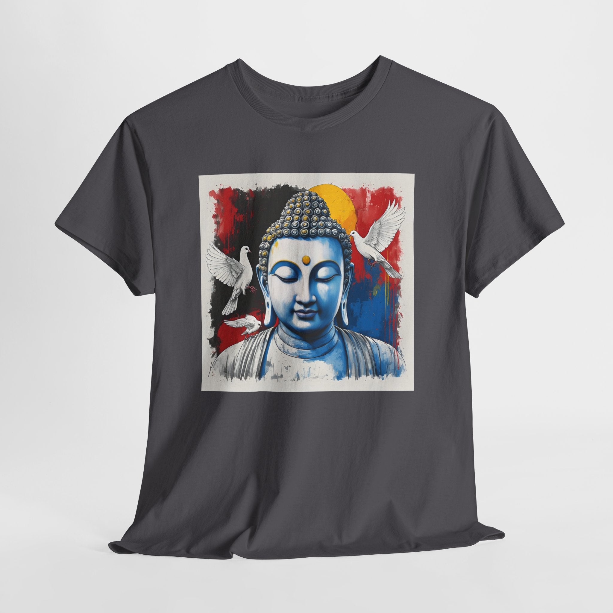 Buddha Peace Tee — Colorful Buddha & Doves Graphic T-Shirt