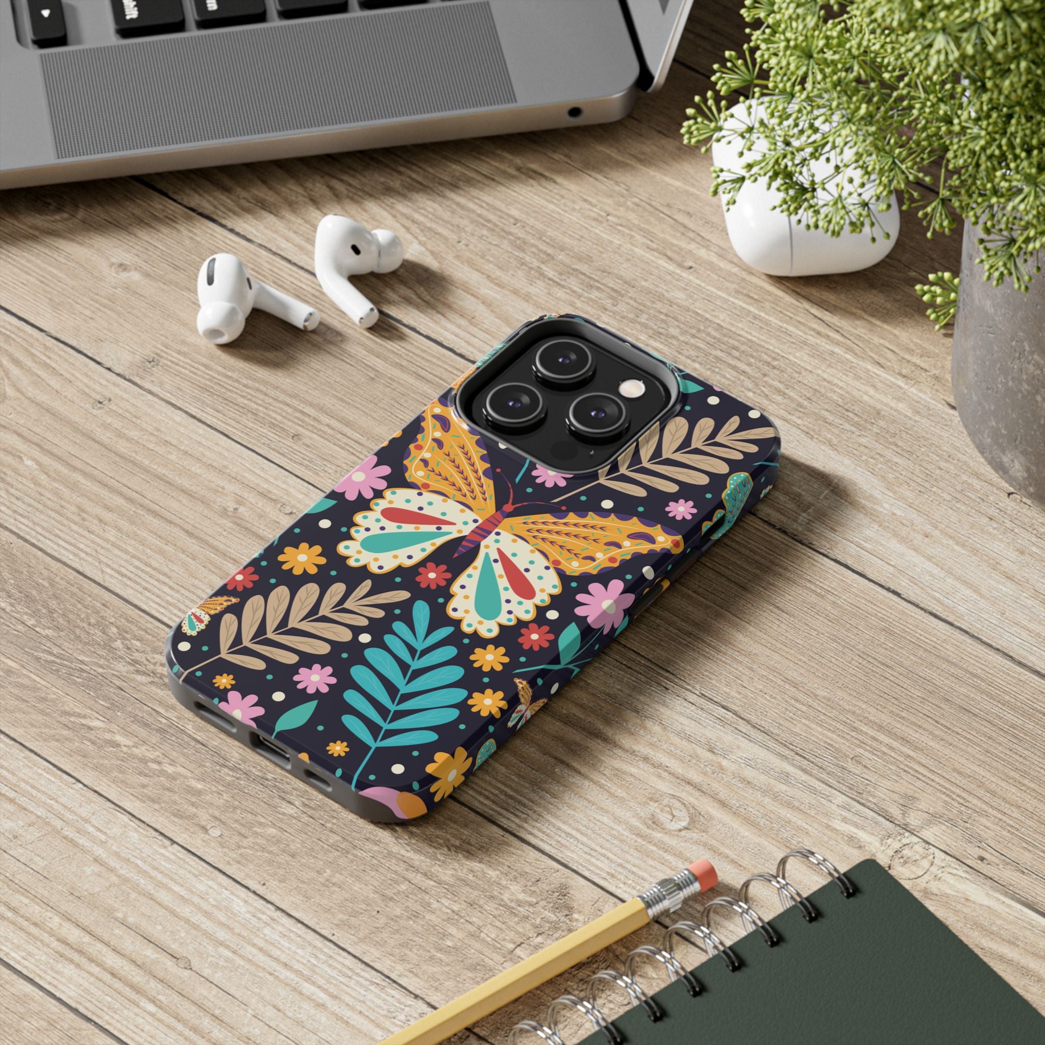 Floral Butterfly Tough Phone Case — Colorful Garden Protective Cover
