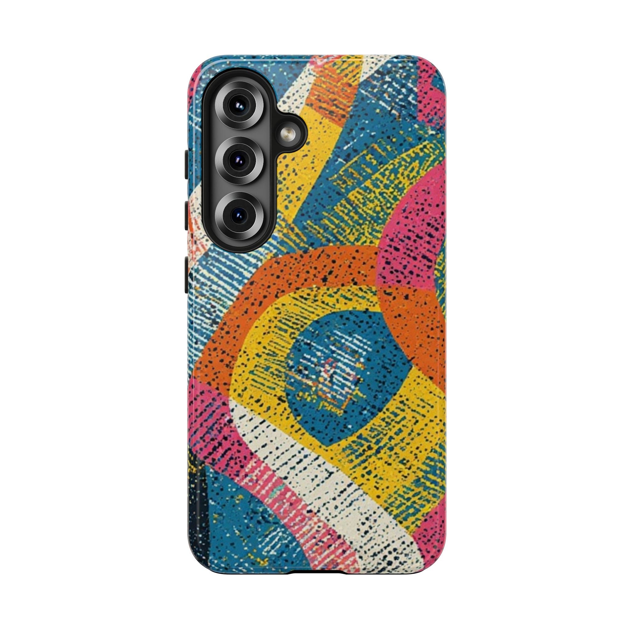 Bold Retro Abstract Tough Phone Case — Colorful Geometric Protective Cover